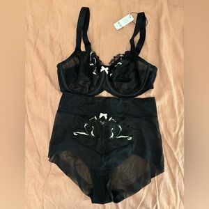 **NEVER WORN** Black Unlined Lace Bra and Panty Matching Set
